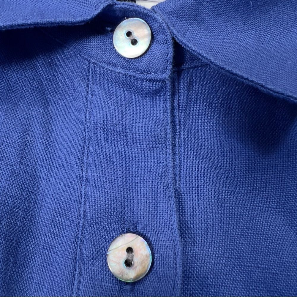 NWT Medium J. JILL Linen Midi Shirt Dress Amalfi Coast Blue - Picture 7 of 10